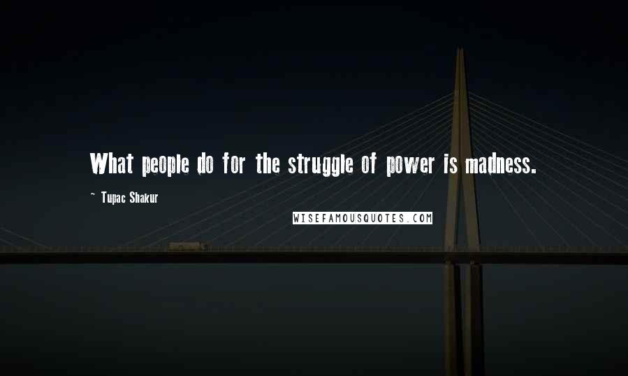 Tupac Shakur Quotes: What people do for the struggle of power is madness.