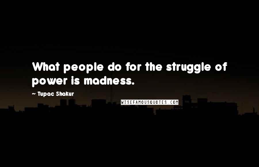Tupac Shakur Quotes: What people do for the struggle of power is madness.