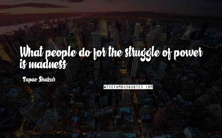 Tupac Shakur Quotes: What people do for the struggle of power is madness.