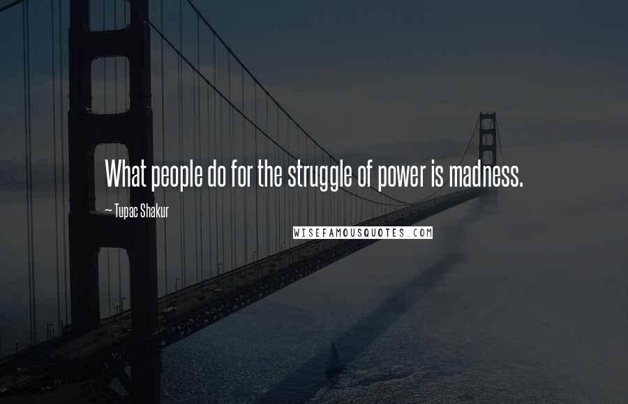 Tupac Shakur Quotes: What people do for the struggle of power is madness.