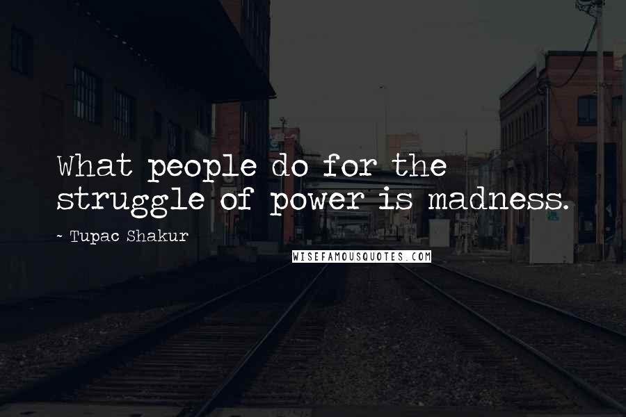 Tupac Shakur Quotes: What people do for the struggle of power is madness.