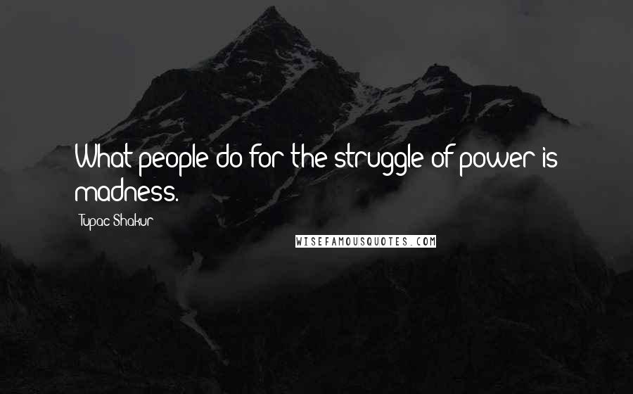 Tupac Shakur Quotes: What people do for the struggle of power is madness.