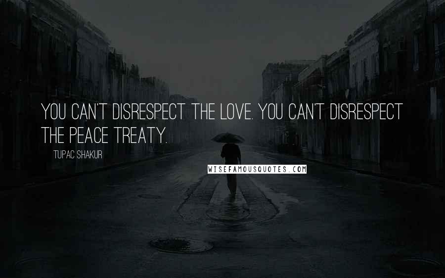 Tupac Shakur Quotes: You can't disrespect the love. You can't disrespect the peace treaty.