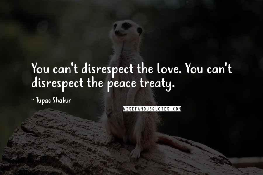 Tupac Shakur Quotes: You can't disrespect the love. You can't disrespect the peace treaty.