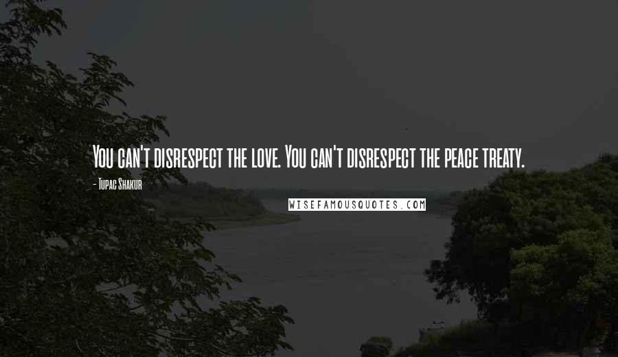 Tupac Shakur Quotes: You can't disrespect the love. You can't disrespect the peace treaty.