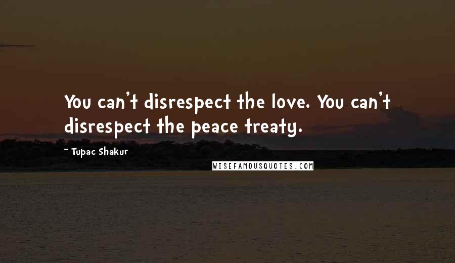 Tupac Shakur Quotes: You can't disrespect the love. You can't disrespect the peace treaty.