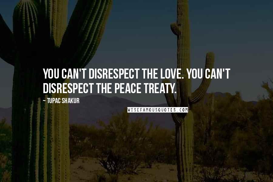 Tupac Shakur Quotes: You can't disrespect the love. You can't disrespect the peace treaty.