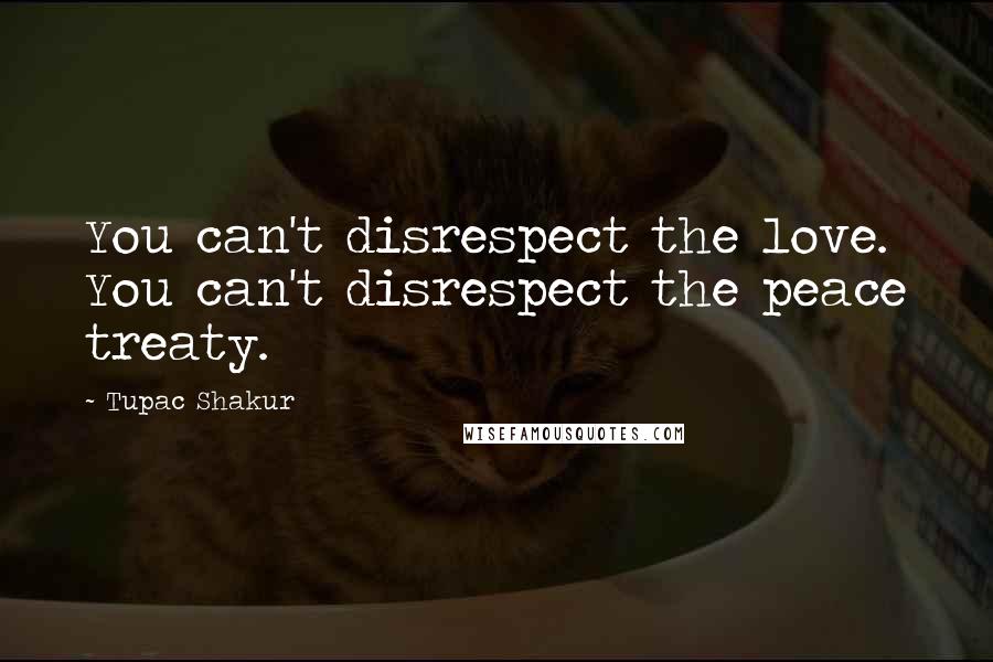 Tupac Shakur Quotes: You can't disrespect the love. You can't disrespect the peace treaty.