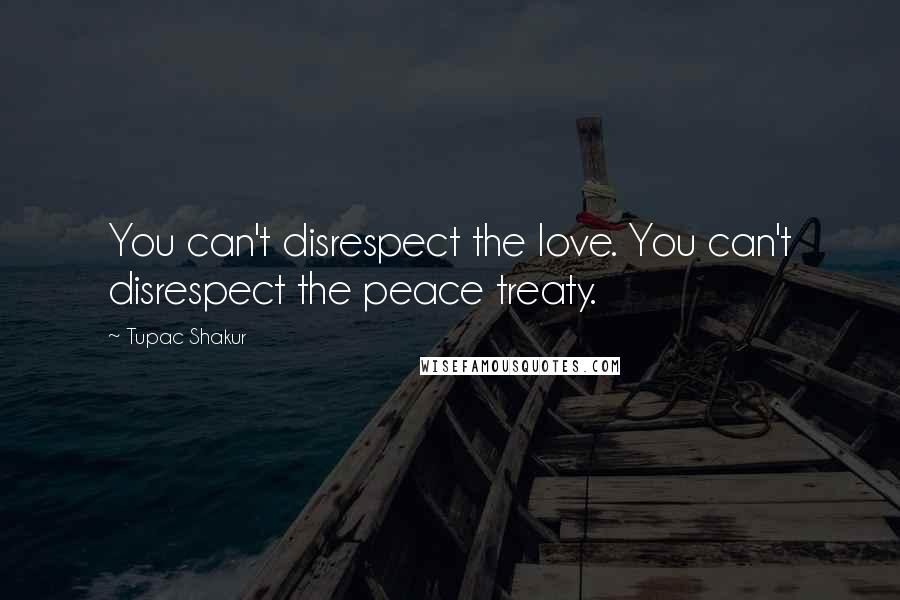 Tupac Shakur Quotes: You can't disrespect the love. You can't disrespect the peace treaty.