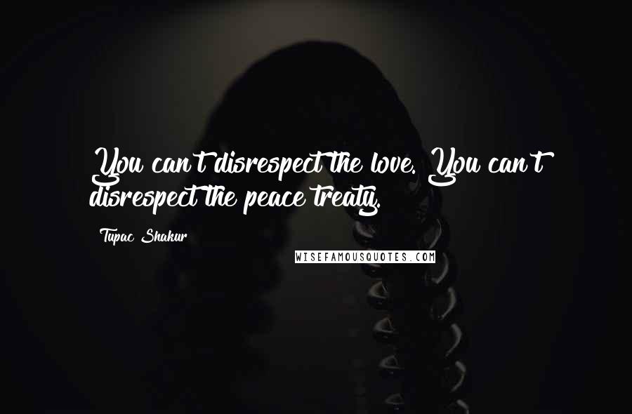 Tupac Shakur Quotes: You can't disrespect the love. You can't disrespect the peace treaty.