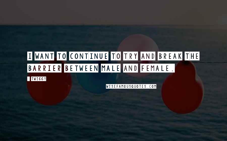 Twiggy Quotes: I want to continue to try and break the barrier between male and female.