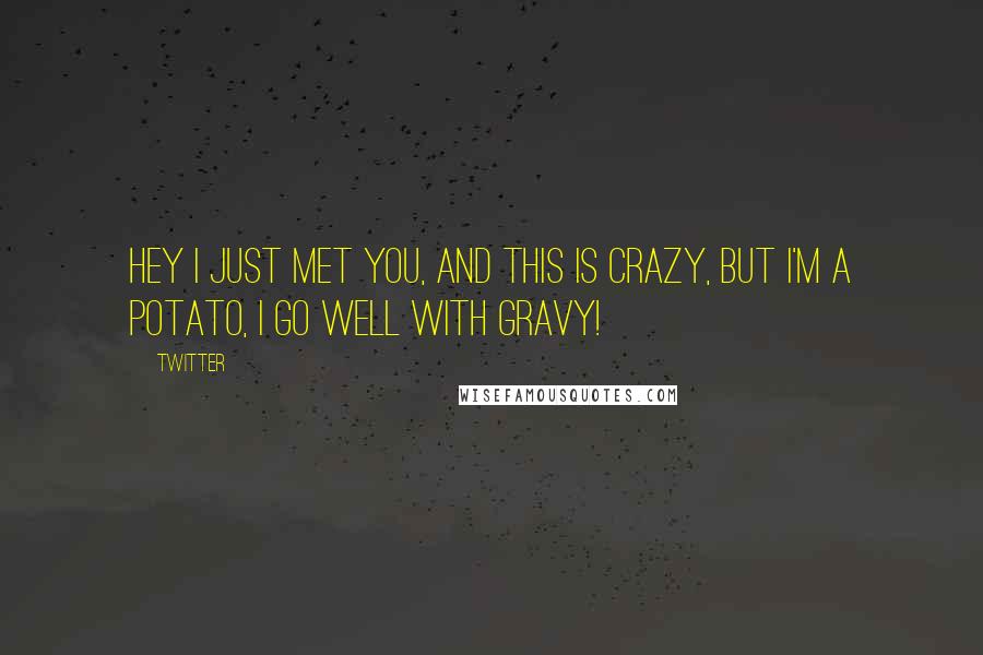 Twitter Quotes: Hey I just met you, and this is crazy, but I'm a potato, I go well with gravy!
