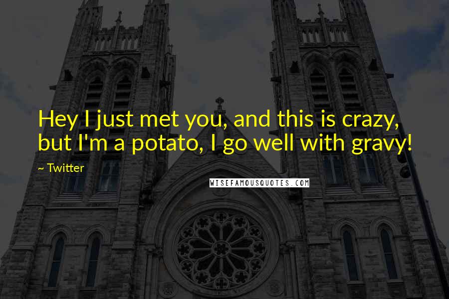 Twitter Quotes: Hey I just met you, and this is crazy, but I'm a potato, I go well with gravy!