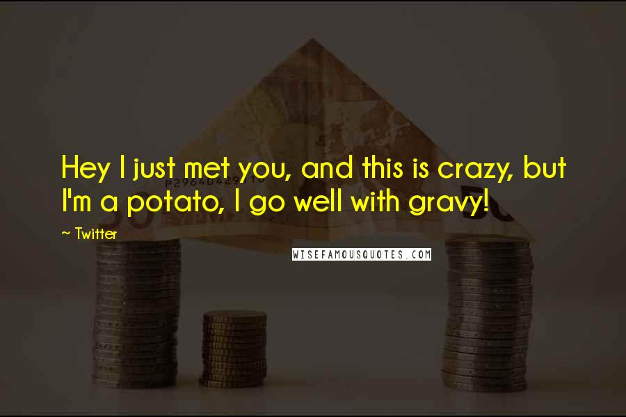 Twitter Quotes: Hey I just met you, and this is crazy, but I'm a potato, I go well with gravy!