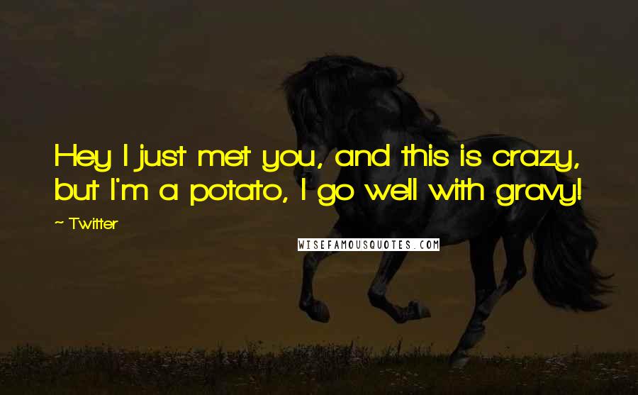 Twitter Quotes: Hey I just met you, and this is crazy, but I'm a potato, I go well with gravy!