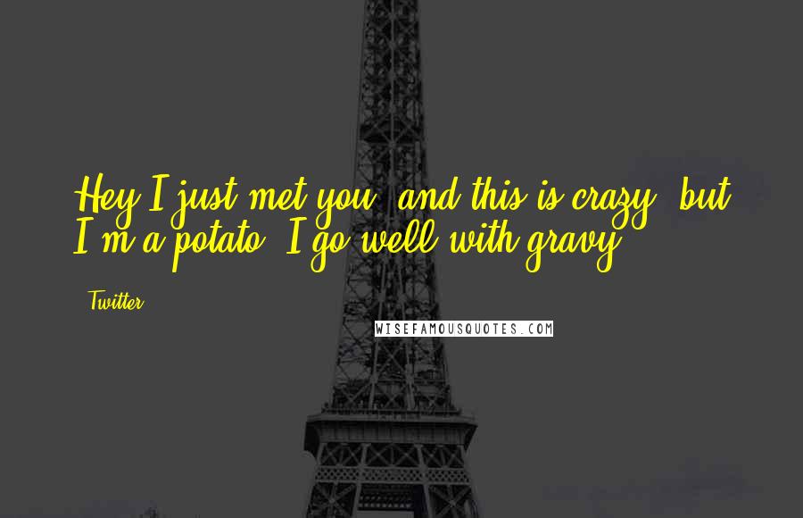 Twitter Quotes: Hey I just met you, and this is crazy, but I'm a potato, I go well with gravy!