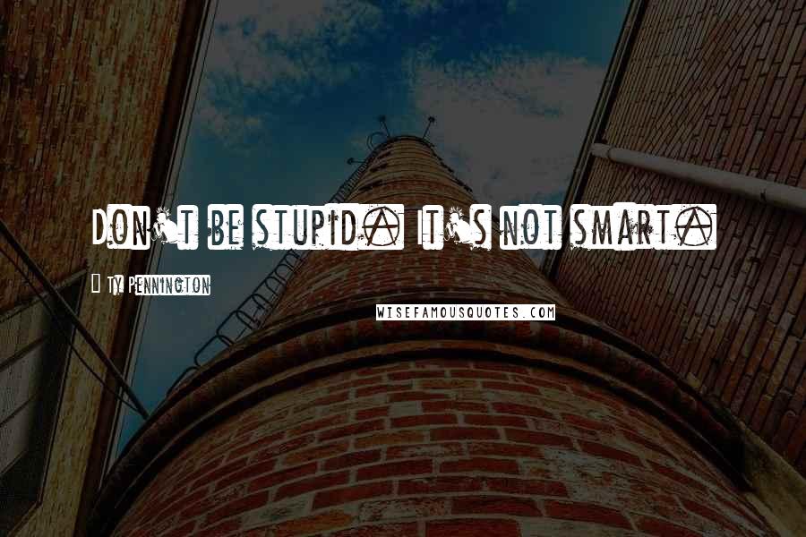 Ty Pennington Quotes: Don't be stupid. It's not smart.