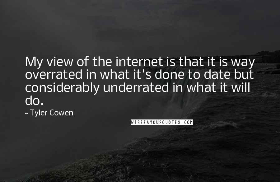 Tyler Cowen Quotes: My view of the internet is that it is way overrated in what it's done to date but considerably underrated in what it will do.