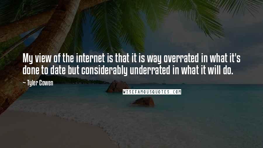 Tyler Cowen Quotes: My view of the internet is that it is way overrated in what it's done to date but considerably underrated in what it will do.