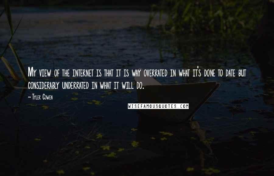 Tyler Cowen Quotes: My view of the internet is that it is way overrated in what it's done to date but considerably underrated in what it will do.