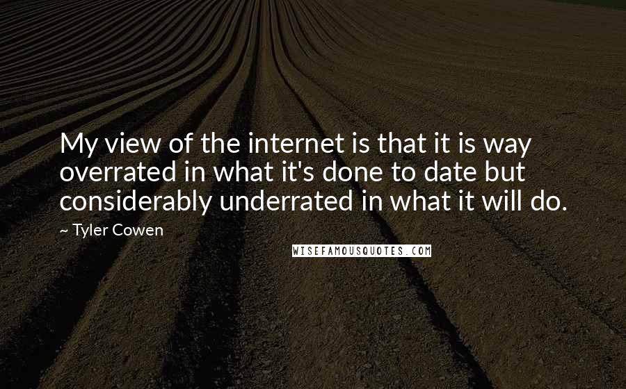 Tyler Cowen Quotes: My view of the internet is that it is way overrated in what it's done to date but considerably underrated in what it will do.