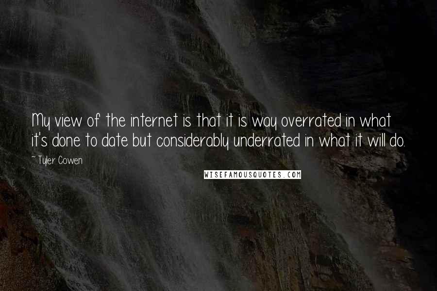 Tyler Cowen Quotes: My view of the internet is that it is way overrated in what it's done to date but considerably underrated in what it will do.