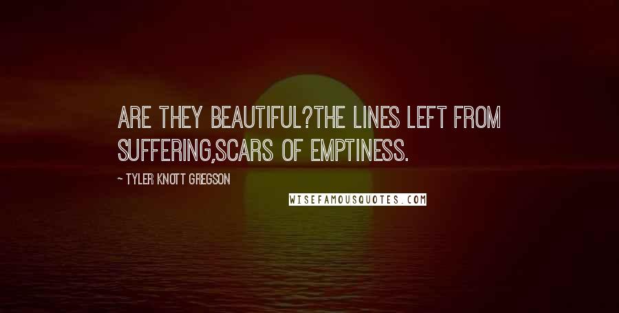 Tyler Knott Gregson Quotes: Are they beautiful?The lines left from suffering,Scars of emptiness.