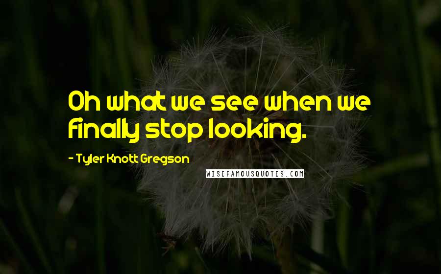 Tyler Knott Gregson Quotes: Oh what we see when we finally stop looking.