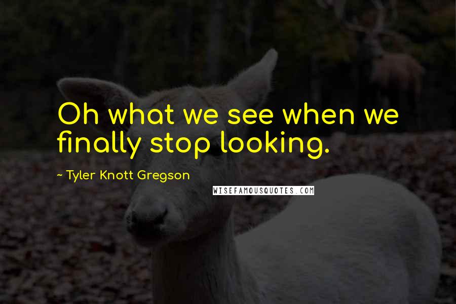 Tyler Knott Gregson Quotes: Oh what we see when we finally stop looking.