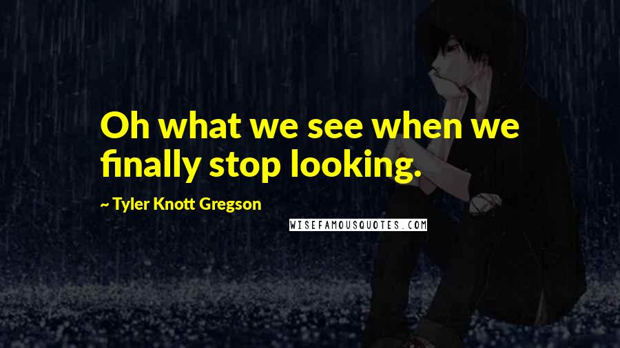 Tyler Knott Gregson Quotes: Oh what we see when we finally stop looking.