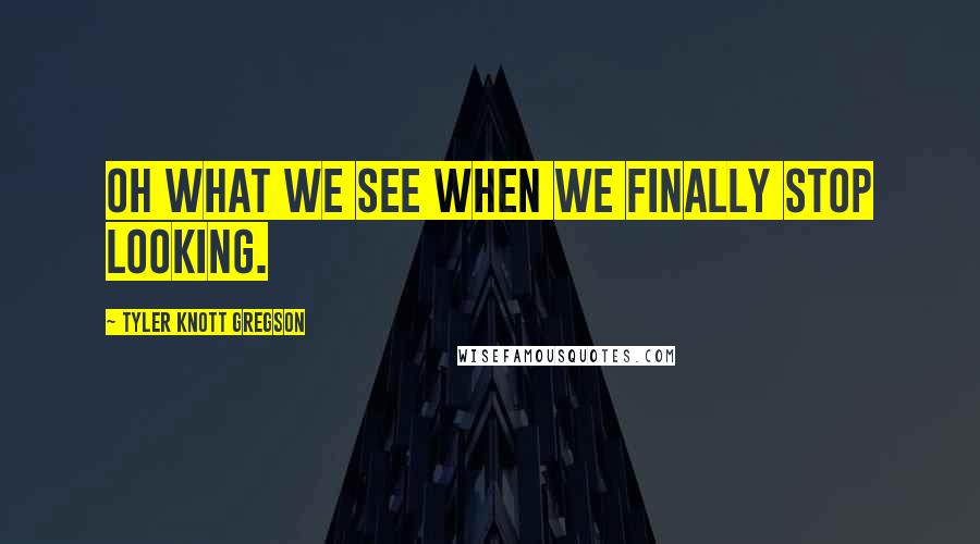 Tyler Knott Gregson Quotes: Oh what we see when we finally stop looking.