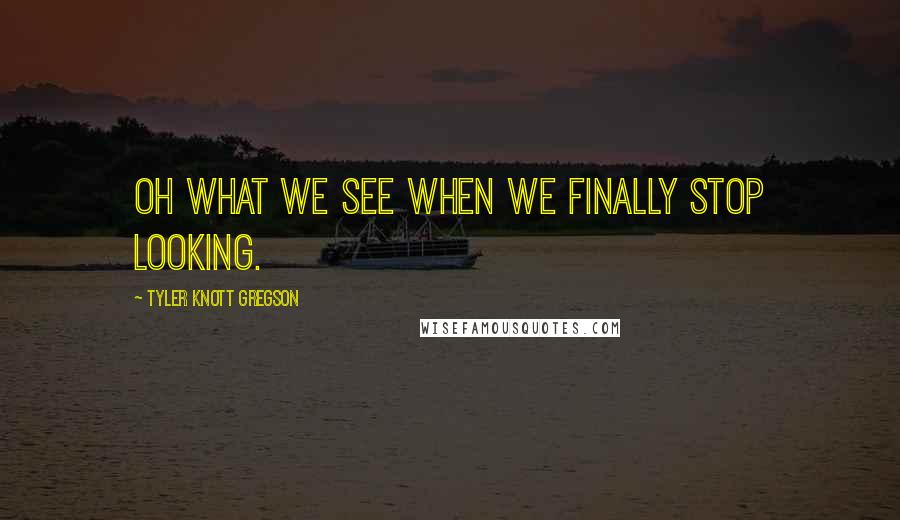 Tyler Knott Gregson Quotes: Oh what we see when we finally stop looking.