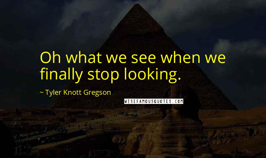 Tyler Knott Gregson Quotes: Oh what we see when we finally stop looking.