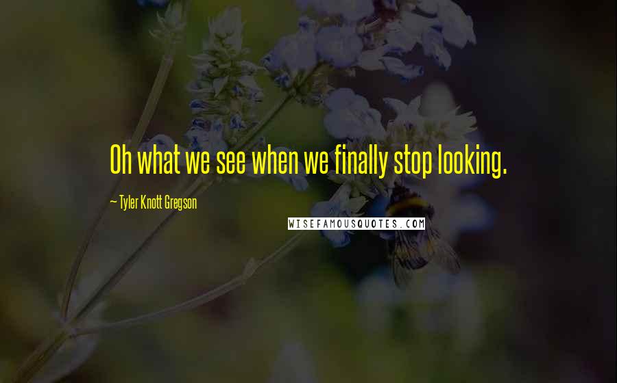 Tyler Knott Gregson Quotes: Oh what we see when we finally stop looking.