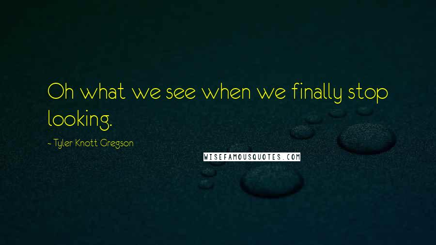 Tyler Knott Gregson Quotes: Oh what we see when we finally stop looking.