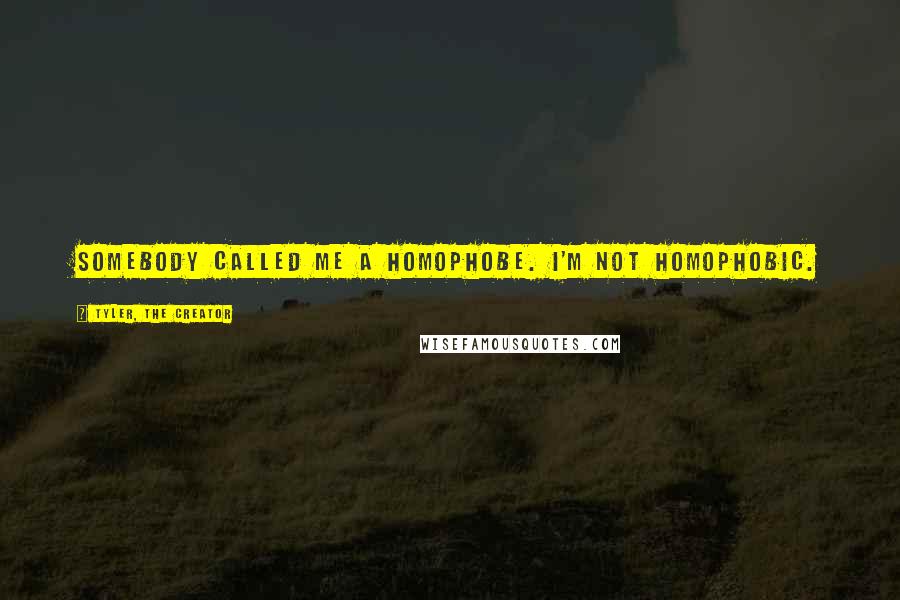 Tyler, The Creator Quotes: Somebody called me a homophobe. I'm not homophobic.