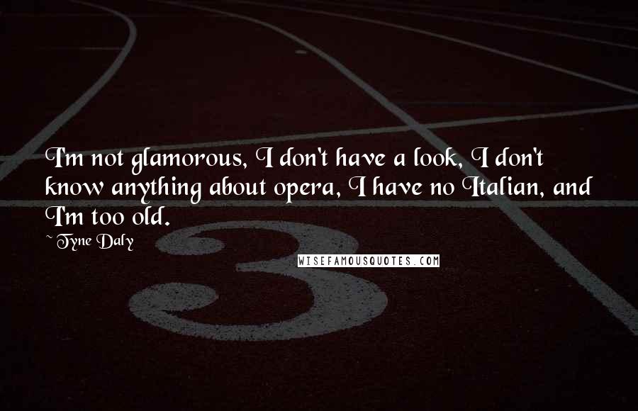 Tyne Daly Quotes: I'm not glamorous, I don't have a look, I don't know anything about opera, I have no Italian, and I'm too old.