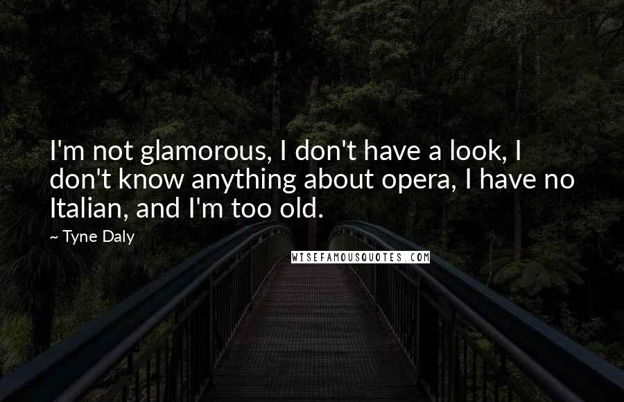 Tyne Daly Quotes: I'm not glamorous, I don't have a look, I don't know anything about opera, I have no Italian, and I'm too old.