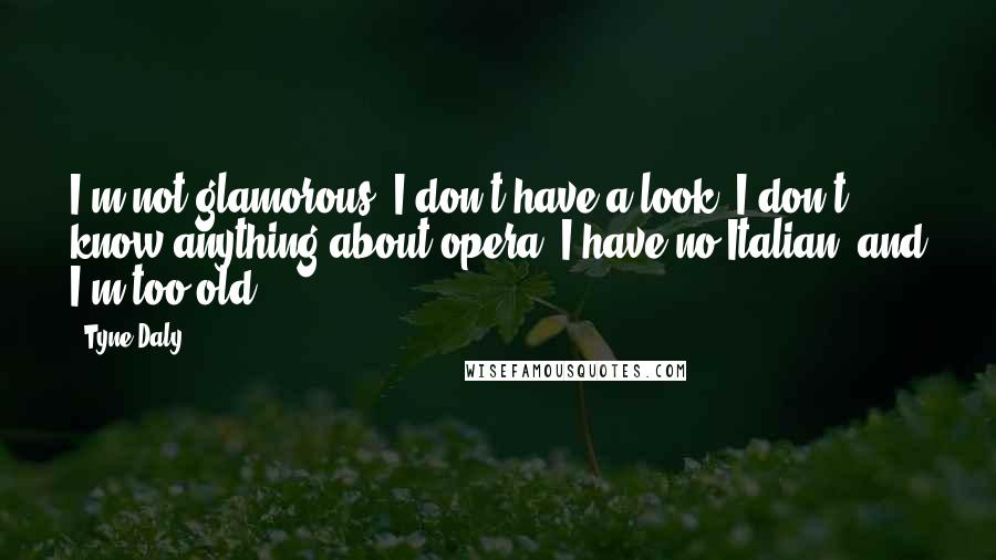Tyne Daly Quotes: I'm not glamorous, I don't have a look, I don't know anything about opera, I have no Italian, and I'm too old.