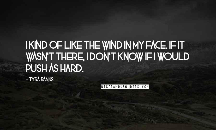 Tyra Banks Quotes: I kind of like the wind in my face. If it wasn't there, I don't know if I would push as hard.