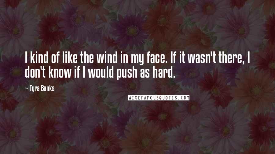 Tyra Banks Quotes: I kind of like the wind in my face. If it wasn't there, I don't know if I would push as hard.