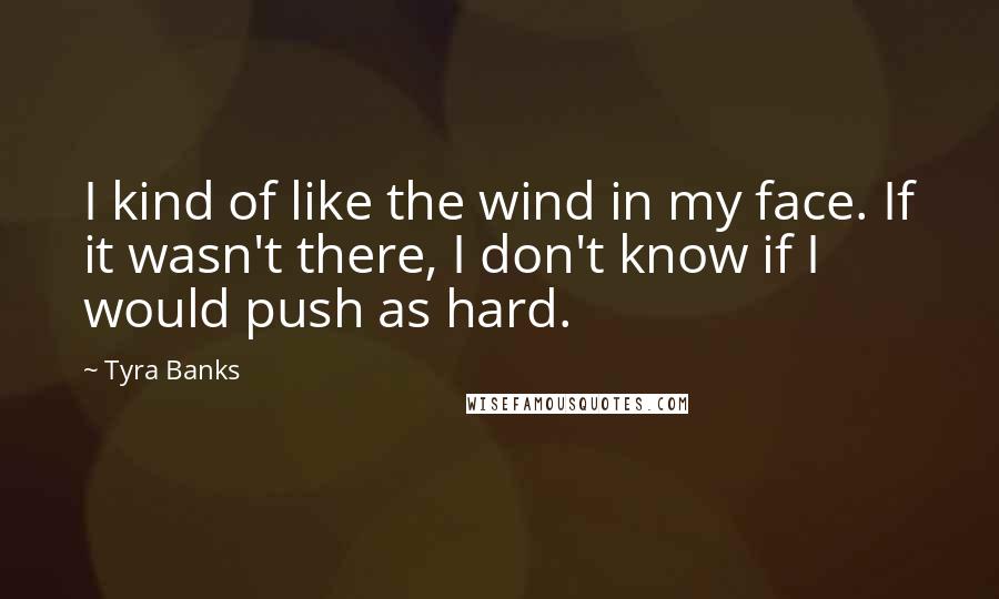 Tyra Banks Quotes: I kind of like the wind in my face. If it wasn't there, I don't know if I would push as hard.