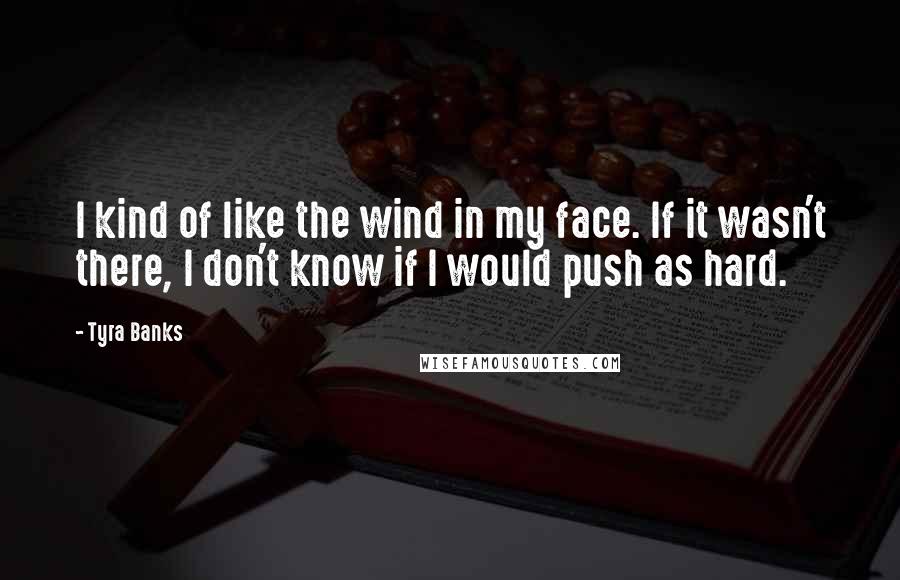 Tyra Banks Quotes: I kind of like the wind in my face. If it wasn't there, I don't know if I would push as hard.