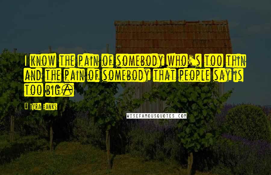 Tyra Banks Quotes: I know the pain of somebody who's too thin and the pain of somebody that people say is too big.