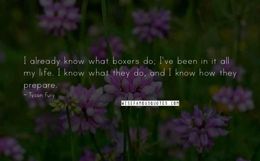 Tyson Fury Quotes: I already know what boxers do; I've been in it all my life. I know what they do, and I know how they prepare.