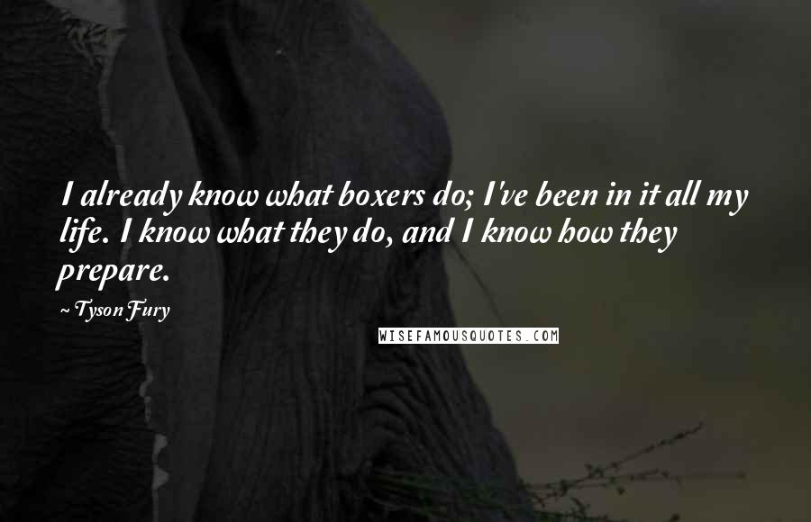 Tyson Fury Quotes: I already know what boxers do; I've been in it all my life. I know what they do, and I know how they prepare.