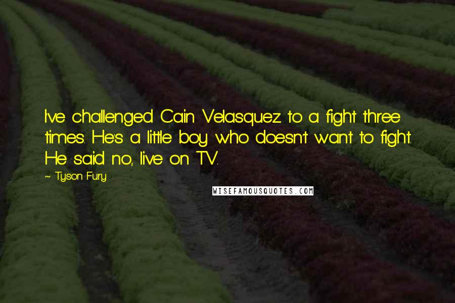 Tyson Fury Quotes: I've challenged Cain Velasquez to a fight three times. He's a little boy who doesn't want to fight. He said no, live on TV.