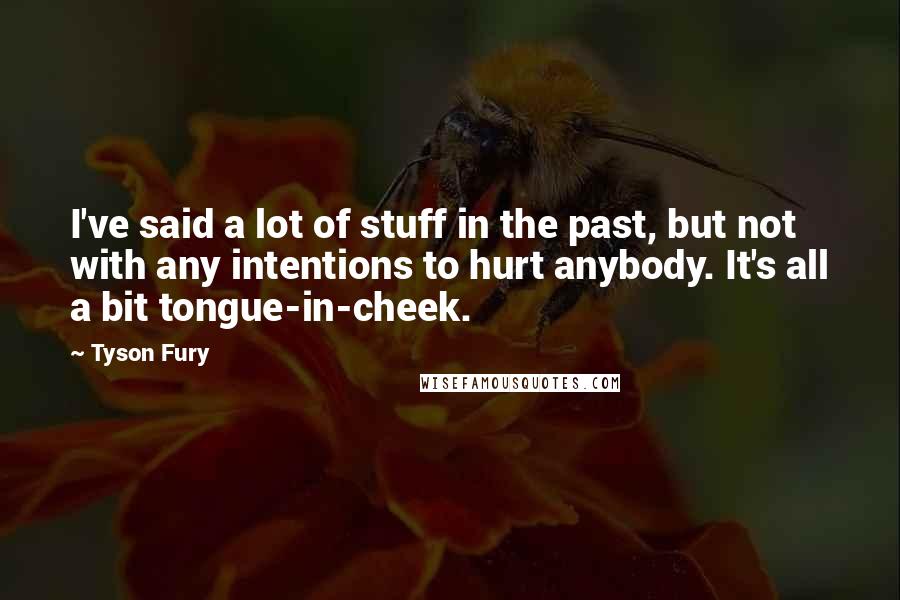 Tyson Fury Quotes: I've said a lot of stuff in the past, but not with any intentions to hurt anybody. It's all a bit tongue-in-cheek.