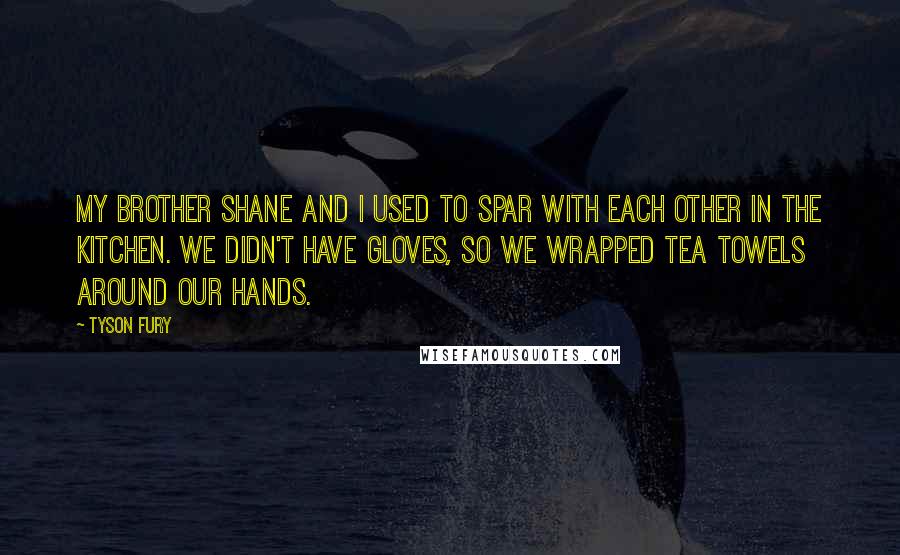 Tyson Fury Quotes: My brother Shane and I used to spar with each other in the kitchen. We didn't have gloves, so we wrapped tea towels around our hands.