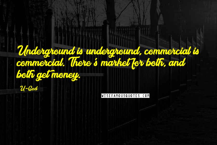 U-God Quotes: Underground is underground, commercial is commercial. There's market for both, and both get money.